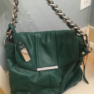 B. Makowsky Hunter Green Leather Satchel Bag
